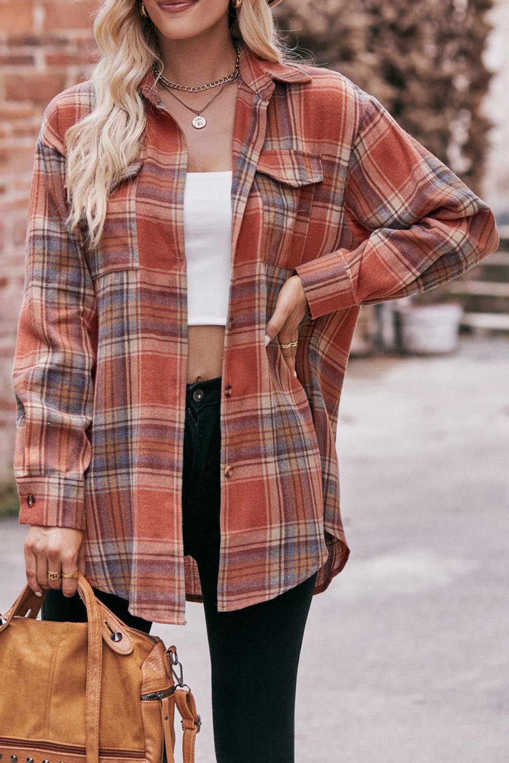 Multicolour Plaid Print Flap Pocket Shirt