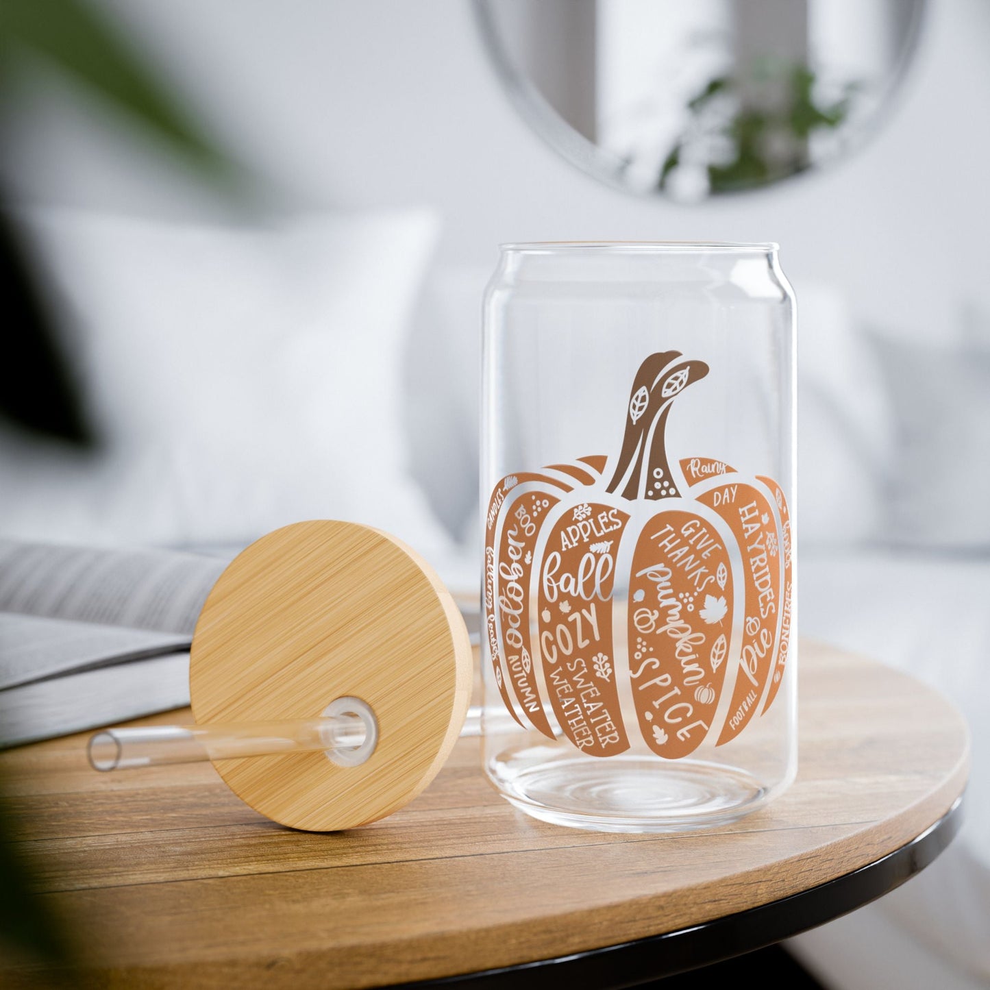 Fall Pumpkin Sipper Glass, 16oz