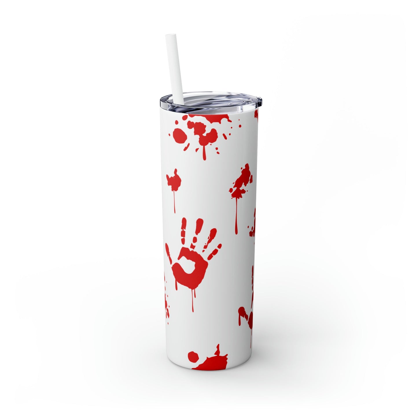 Bloody Hands Skinny Tumbler with Straw, 20oz