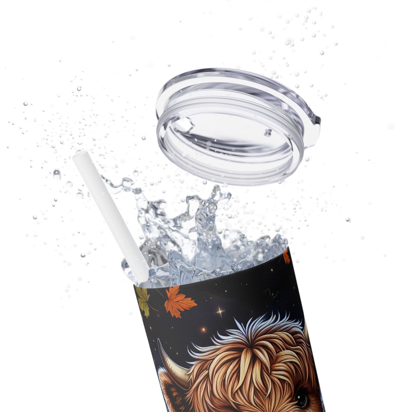 Halloween Cow Skinny Tumbler with Straw, 20oz