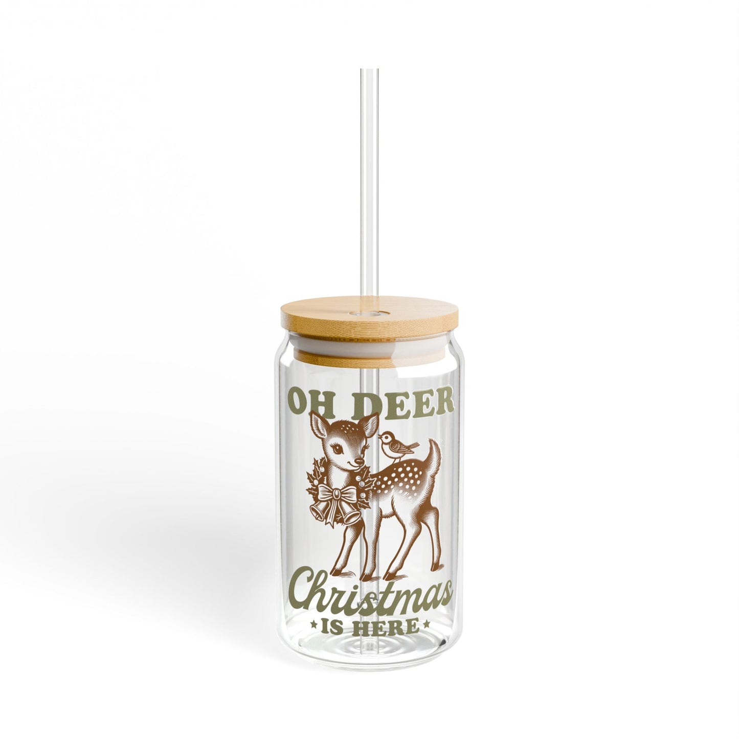 Oh Deer Christmas Is Back Sipper Glass, 16oz