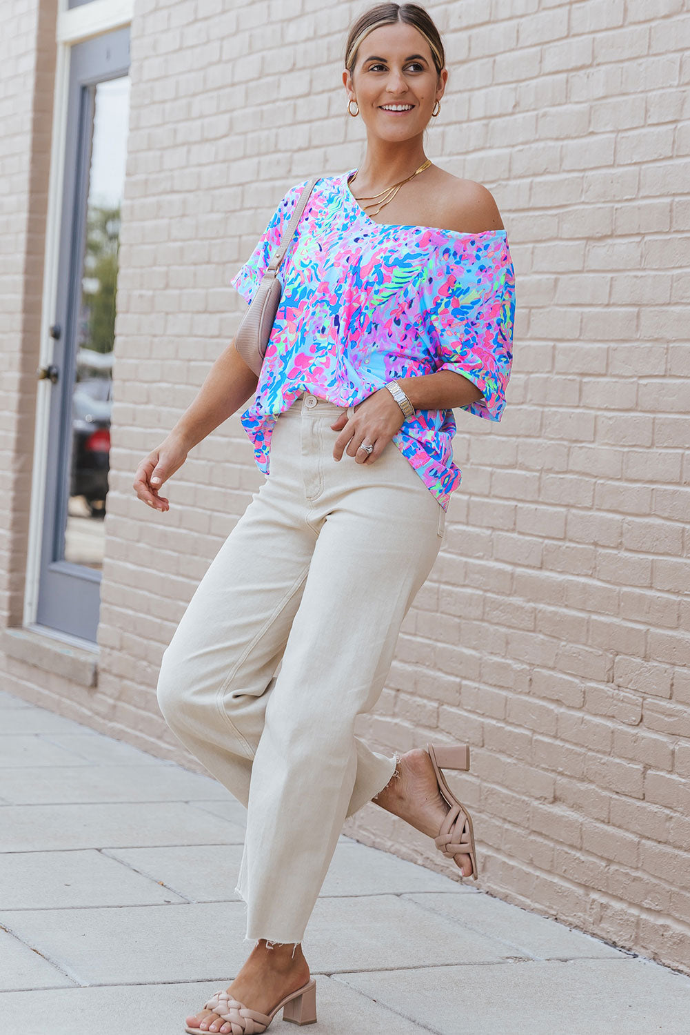 Sky Blue Plus Size Floral Print