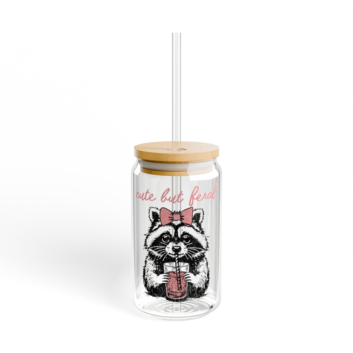 Cute But Feral Sipper Glass, 16oz