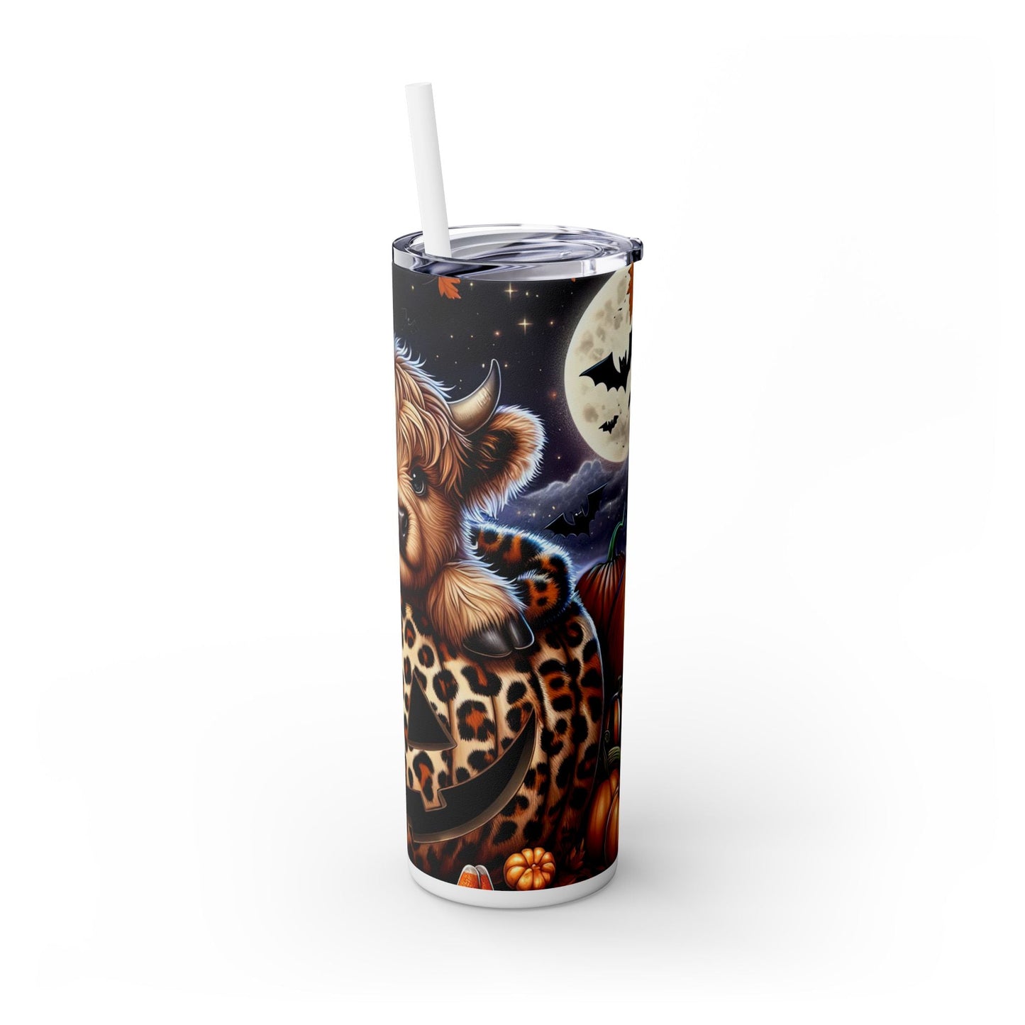 Halloween Cow Skinny Tumbler with Straw, 20oz