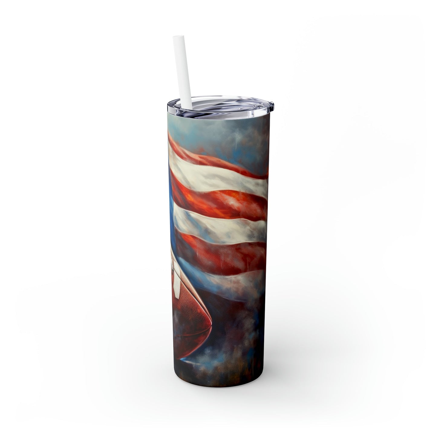 American Football Skinny Tumbler with Straw, 20oz