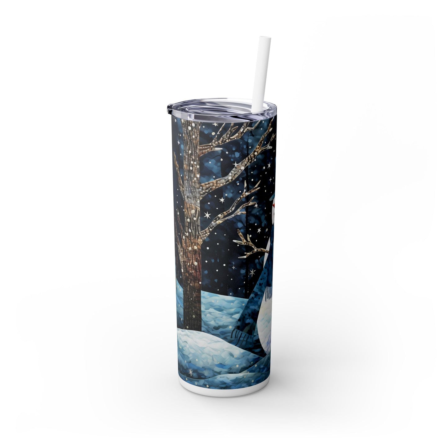 Blue Snowman Skinny Tumbler with Straw, 20oz