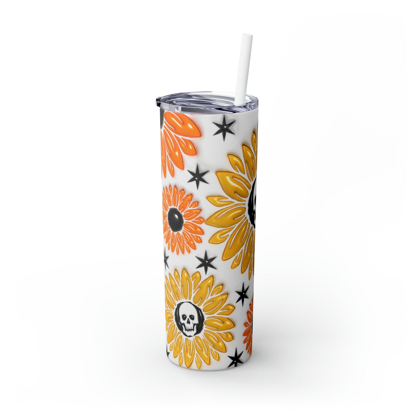 Inflated Creepy Sunflower Skinny Tumbler with Straw, 20oz