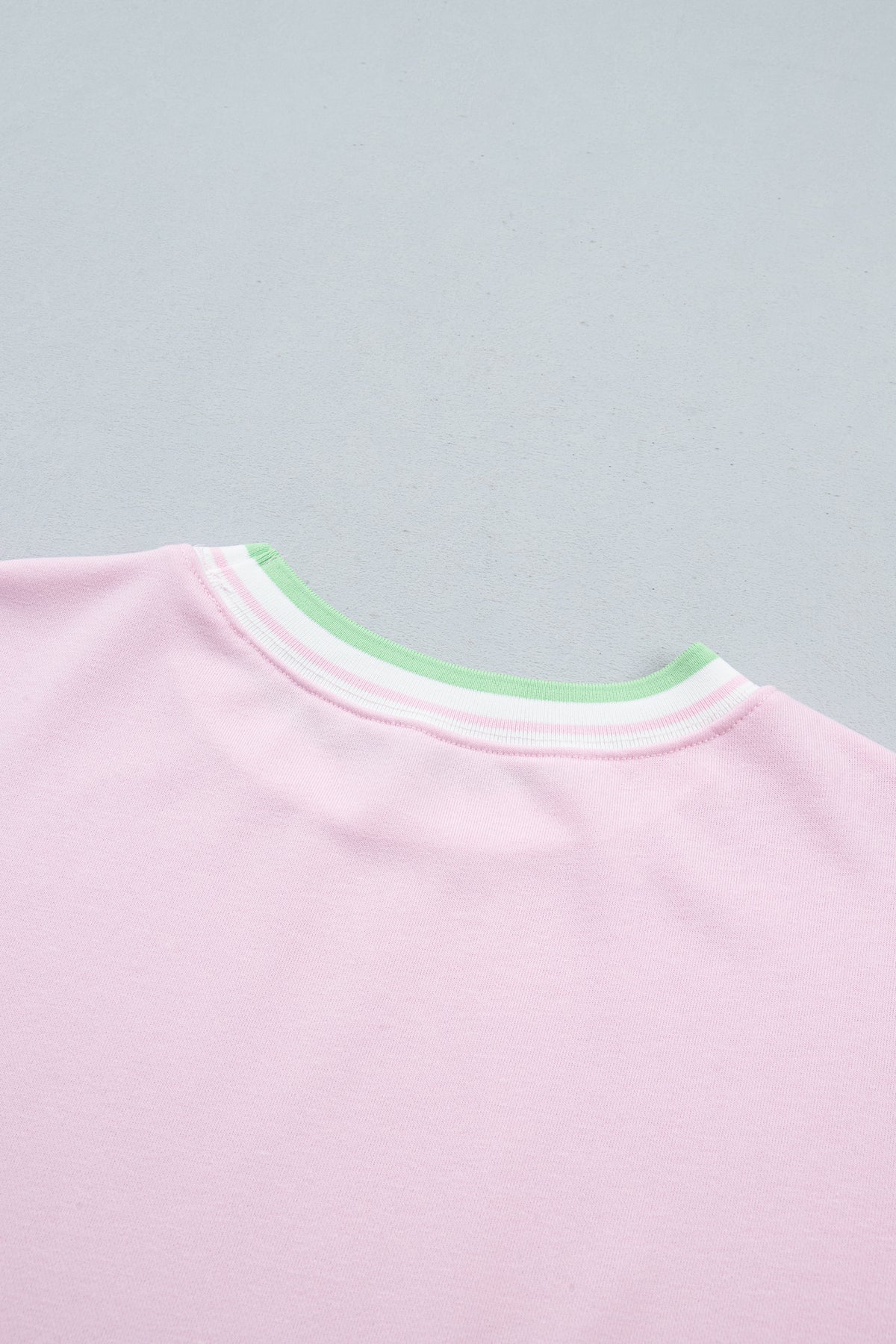 Bright Green Contrast Striped Trim Baggy Pullover Sweatshirt