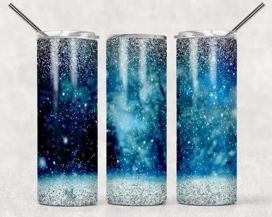 Blue and Silver/White 20 oz Skinny Tumbler