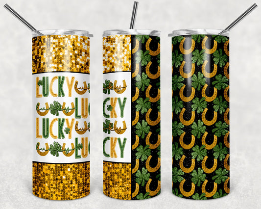 Lucky Faux Glitter 20 oz Skinny Tumbler