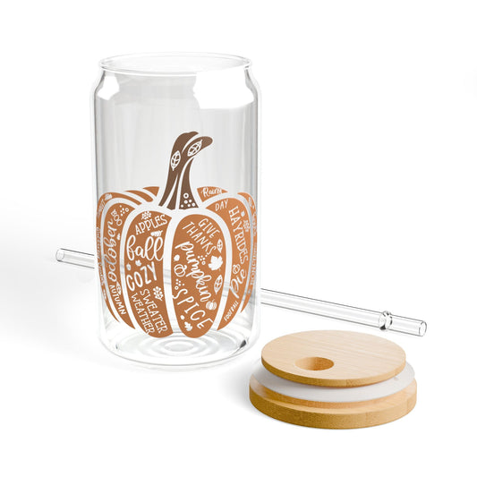 Fall Pumpkin Sipper Glass, 16oz