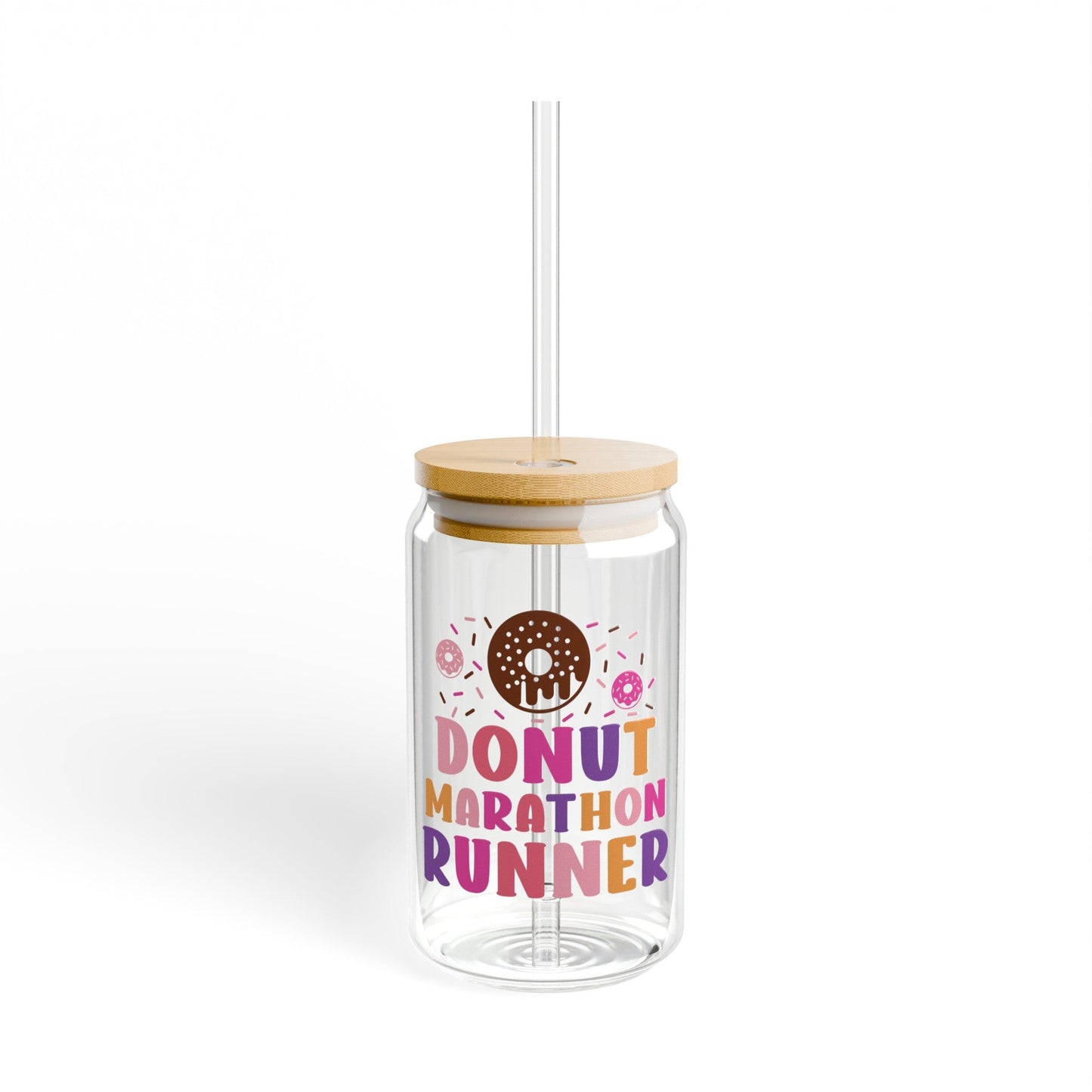 Donut Marathon Runner Sipper Glass, 16oz