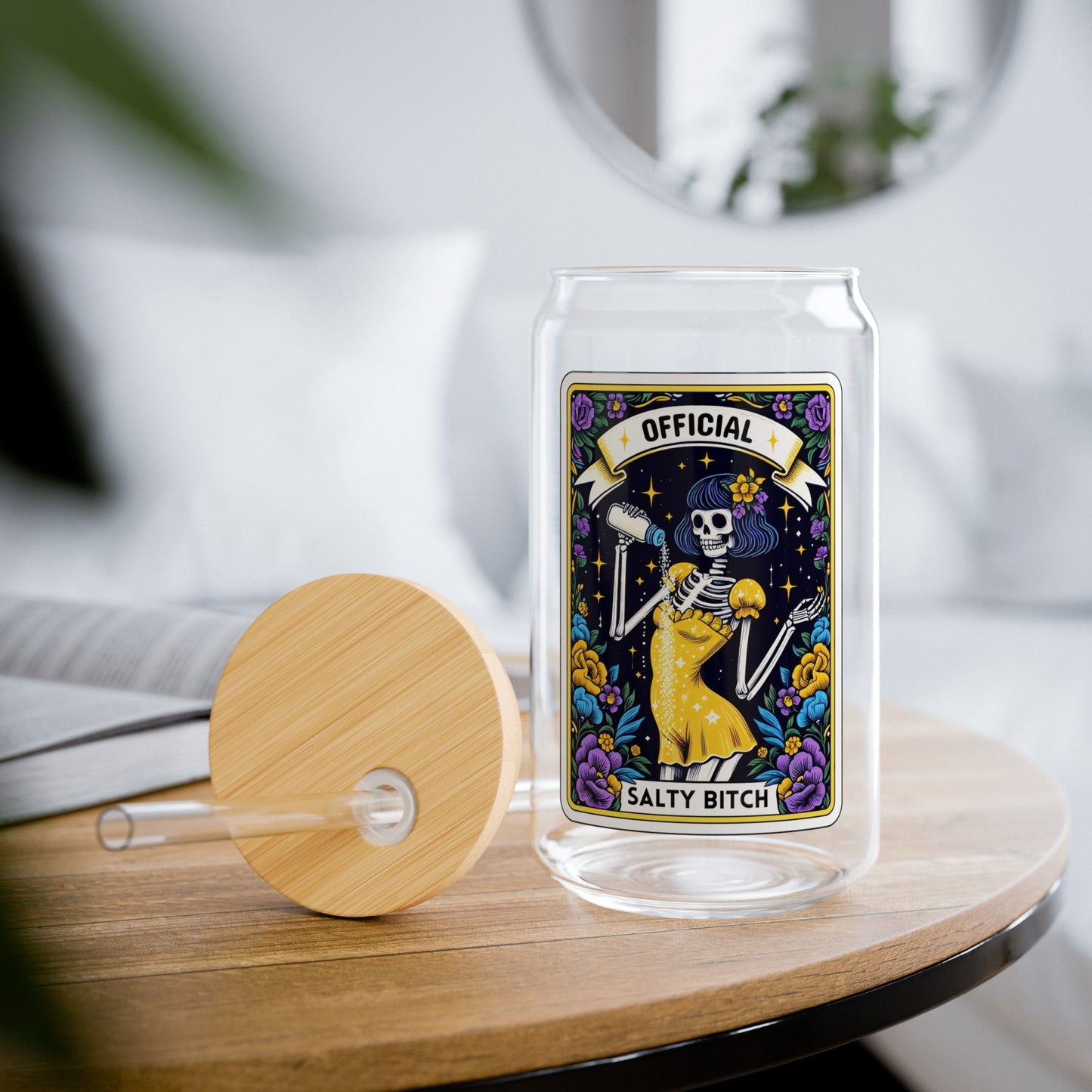 Officially Salty B Tarot Card Sipper Glass, 16oz