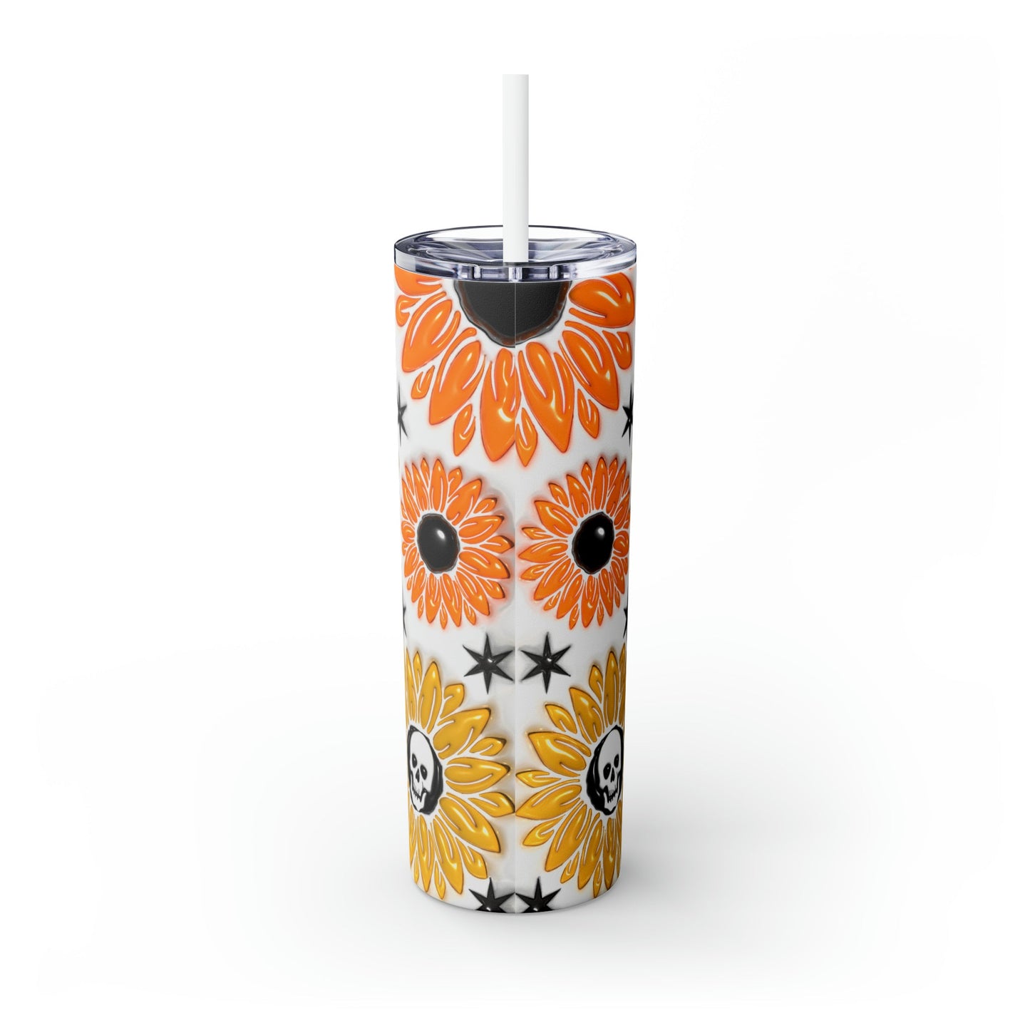 Inflated Creepy Sunflower Skinny Tumbler with Straw, 20oz