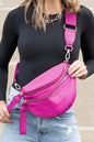 Dark Grey Wide Strap Zipper Crossbody Bag