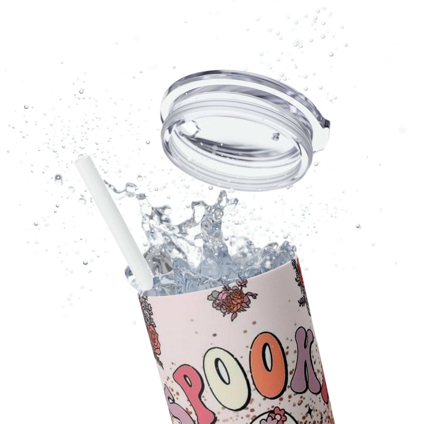 Spooky Vibes Skinny Tumbler with Straw, 20oz