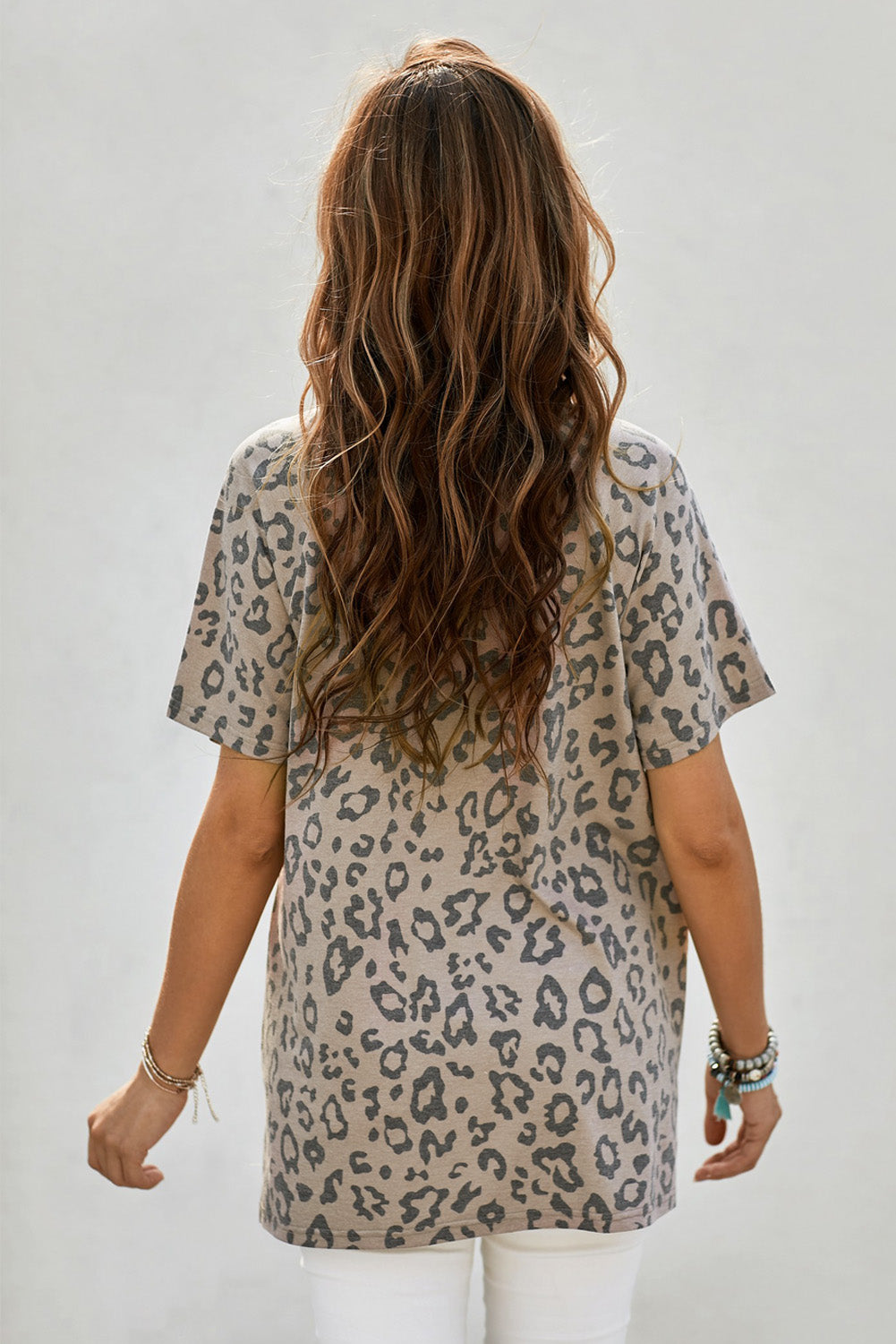 Leopard V Neck Front Pocket Tee