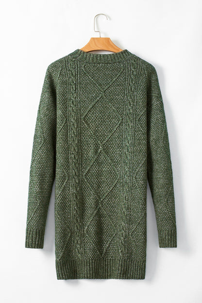 Burgundy Cable Knit Drop Shoulder Loose Fit Sweater Dress