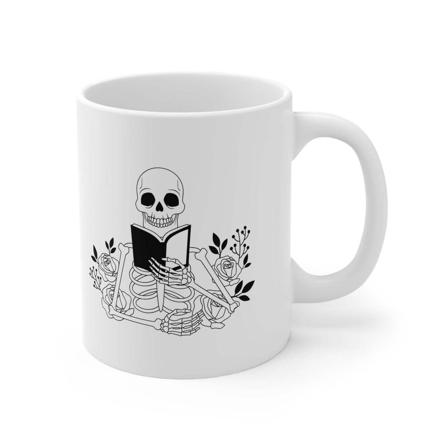 Skeleton Reading Ceramic Mug 11oz