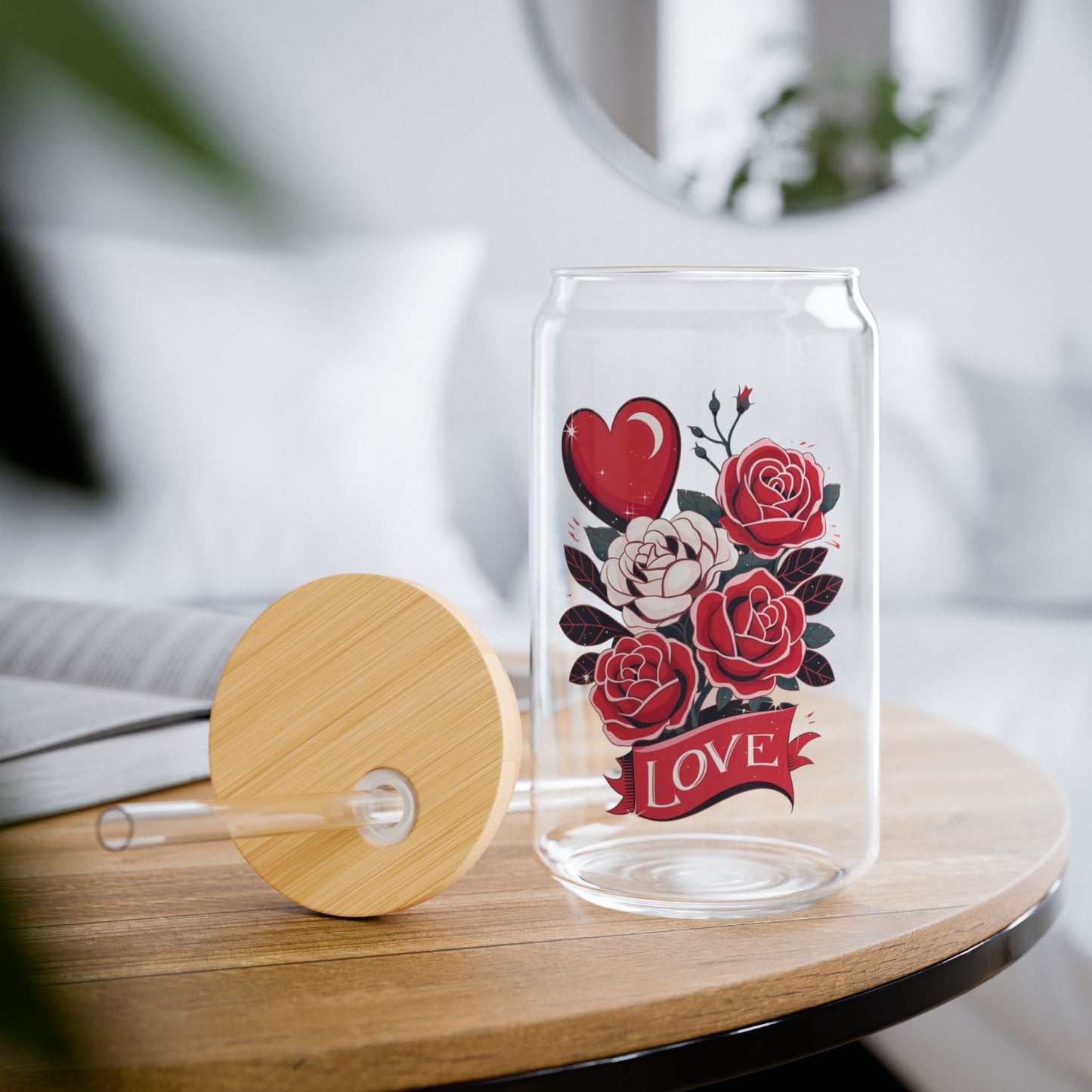 Love Flowers Sipper Glass, 16oz