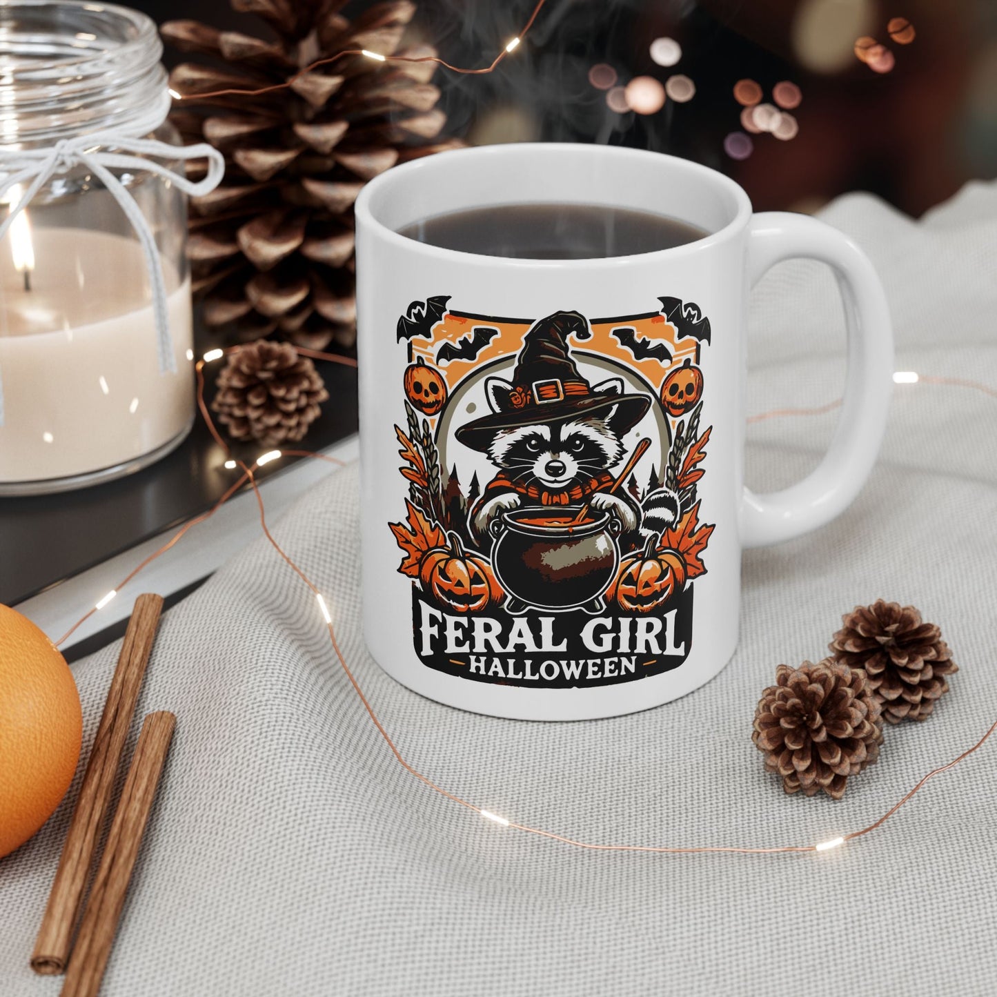 Feral Girl Halloween Ceramic Mug, (11oz, 15oz)