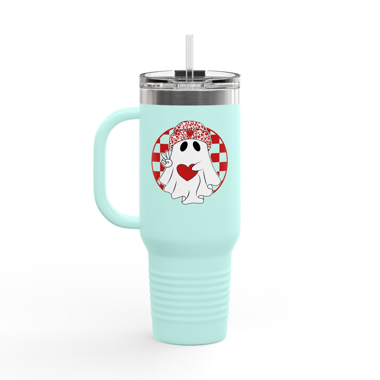 Boo Jee Valentines Ghost Insulated Travel Mug, 40oz