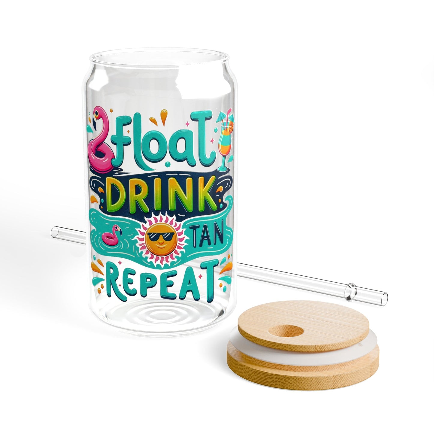 Float Drink Tan Repeat Sipper Glass, 16oz