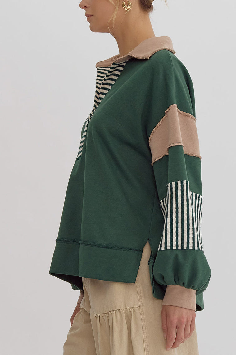 PREORDER: The Delinda Stripe and Color Blocking Pullover 11.11.24