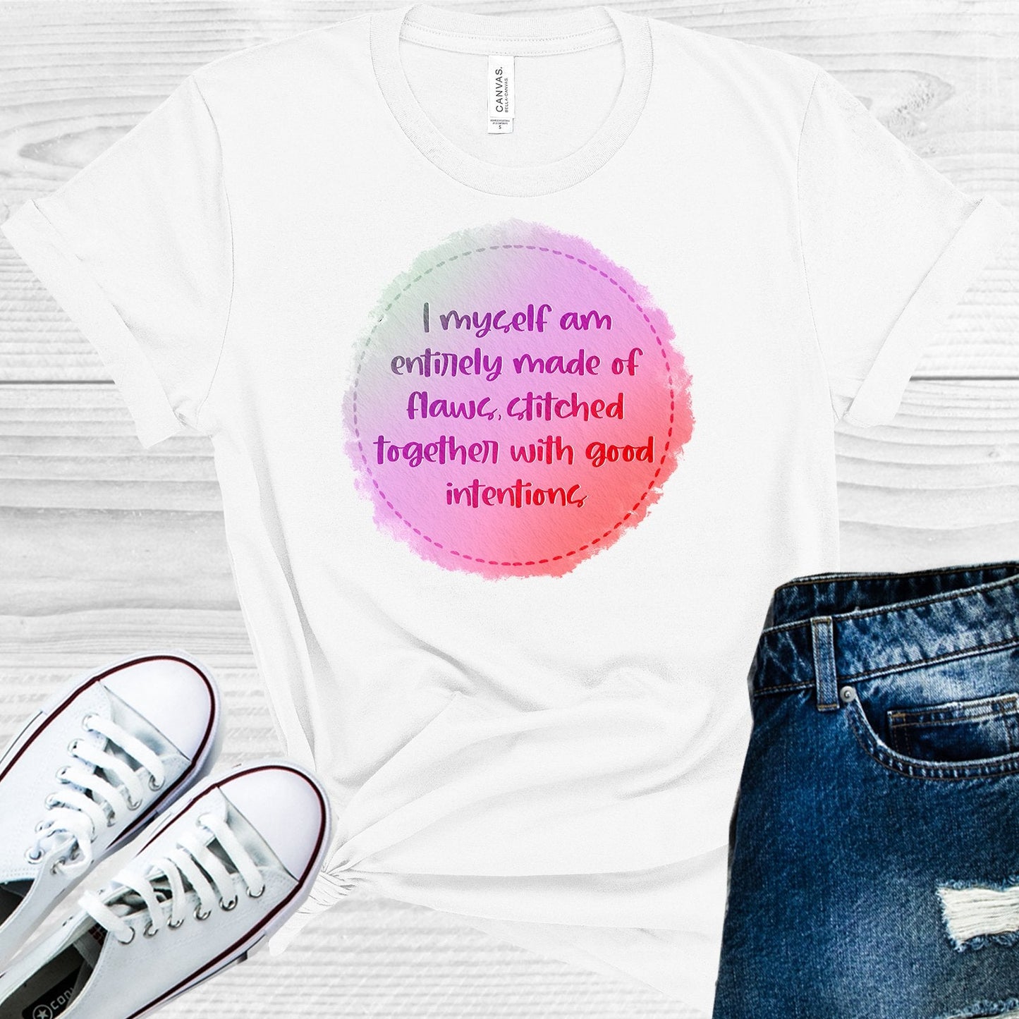 I Myself am Entirely Made of Flaws Stitched Together with Good Intentions Graphic Tee