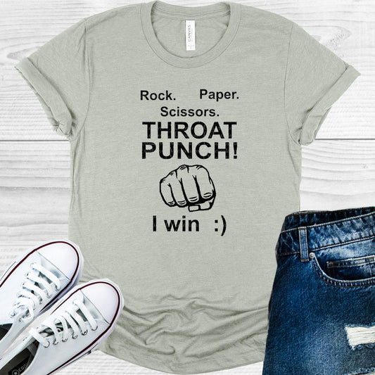 Rock Paper Scissors Throat Punch I Win Graphic Tee