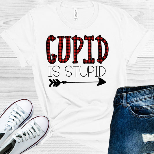 Cupid is Stupid Buffalo Plaid Valentine's Day Graphic Tee