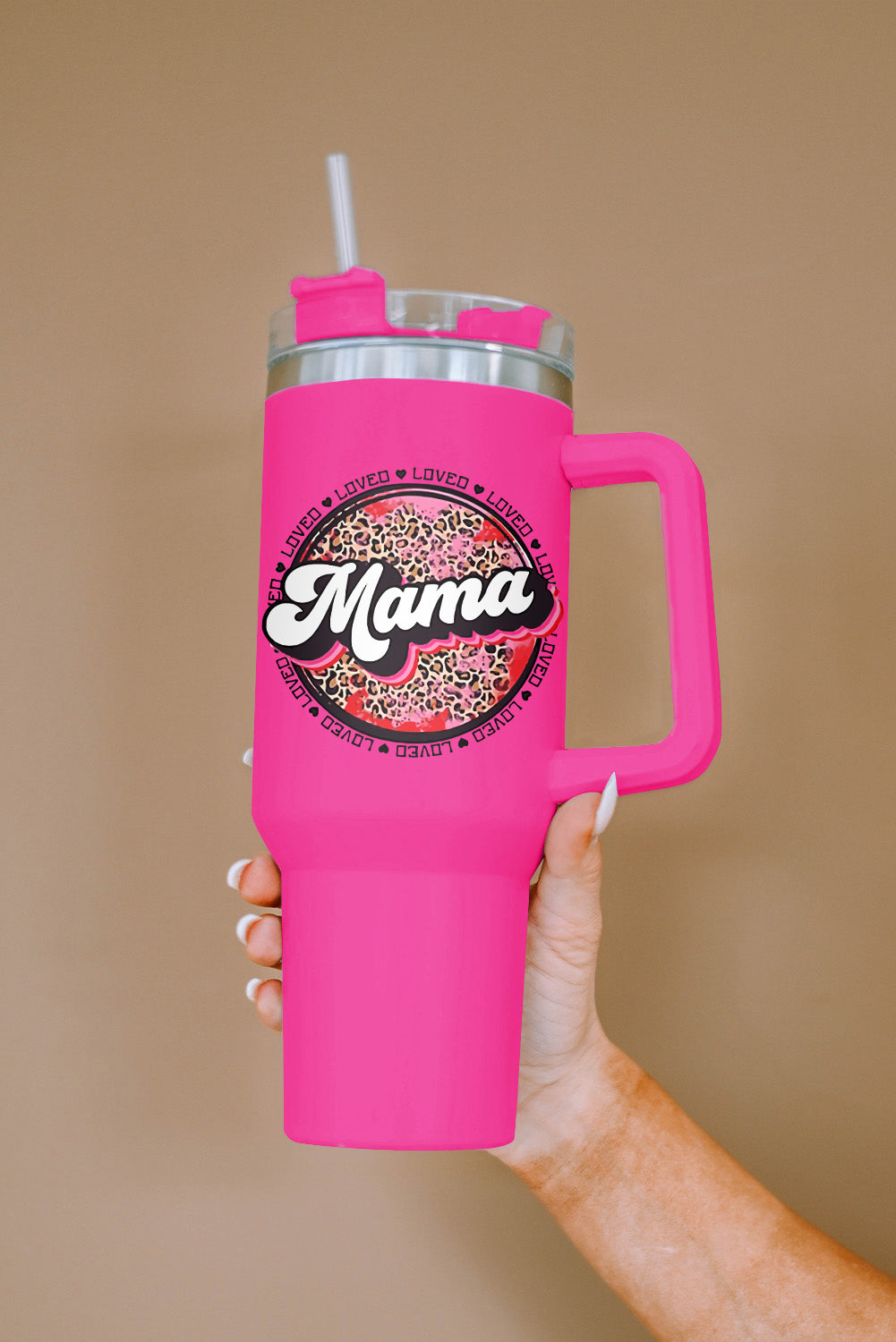 mama Daisy Print Stainless Steel Insulate Cup with Handle 40oz