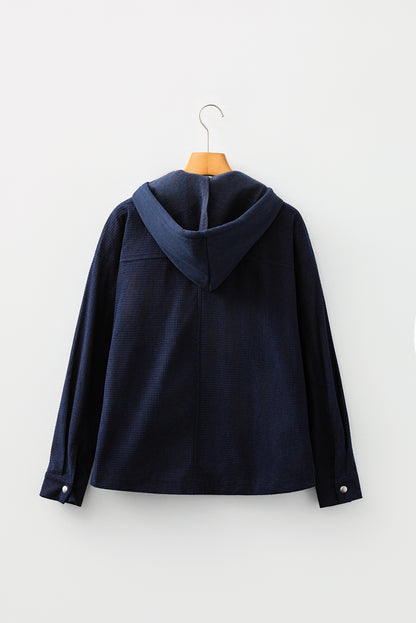 Laurel Green Solid Color Textured Patchwork Flap Pocket Shacket