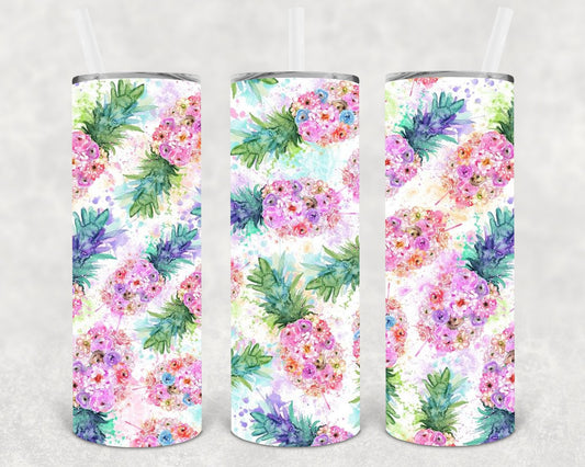 Watercolor Pineapple 20 oz Skinny Tumbler