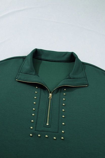 Evergreen Plus Size Glow Studded Zip up T Shirt Dress with Pockets