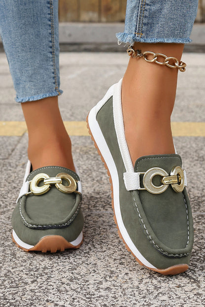 Blackish Green Stitching Patchwork Casual Shoes