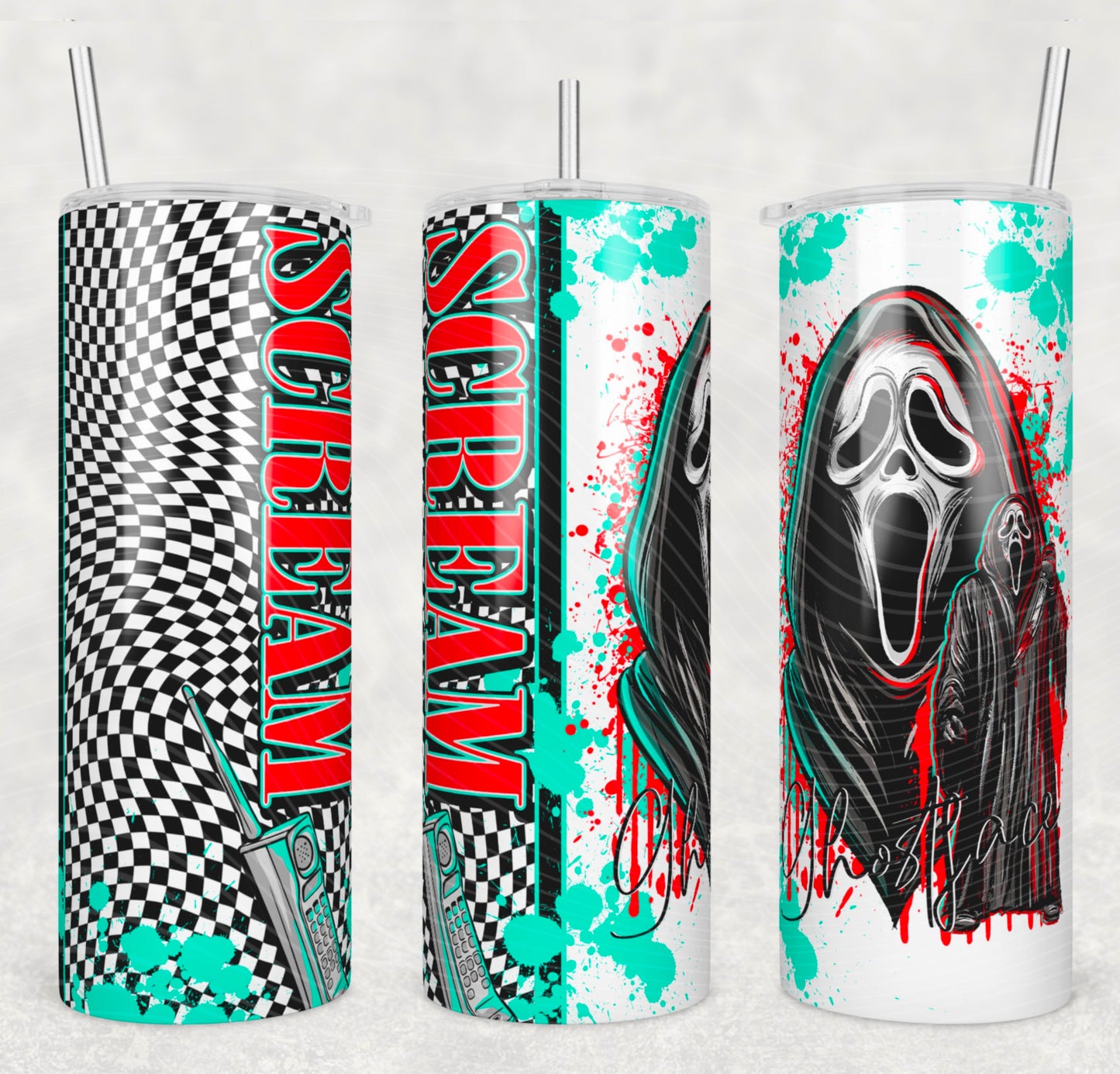 Ghostface Slice and Dice 20 oz Skinny Tumbler