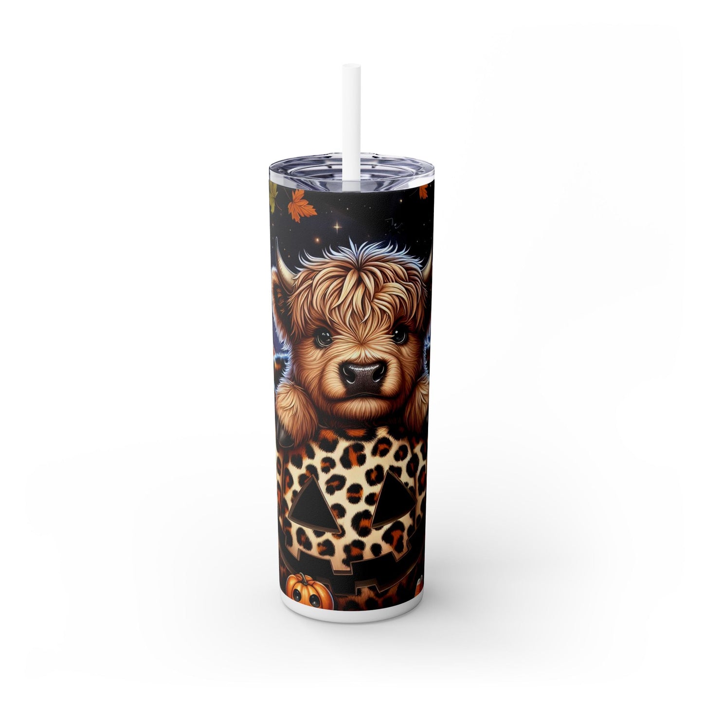 Halloween Cow Skinny Tumbler with Straw, 20oz