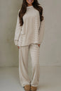 Pink Striped Drop Shoulder Long Sleeve Pant Set