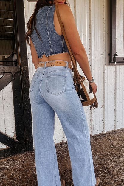 Beau Blue Sparkle Detail Western Casual Shift Jeans