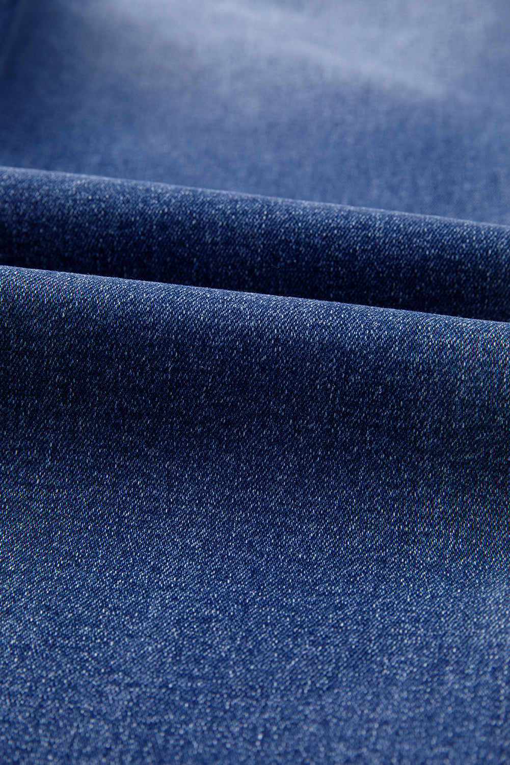 Dark Blue Whiskered Wash Raw Hem Cropped Jeans