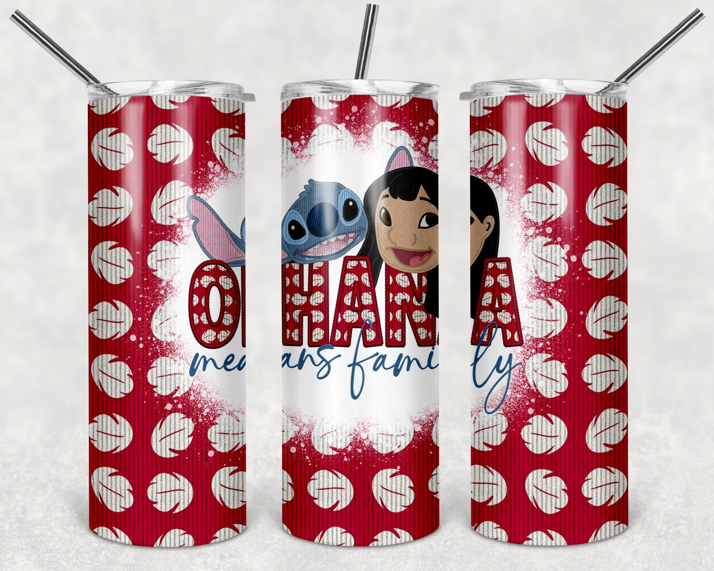 Ohana Means Family 20 oz Skinny Tumbler