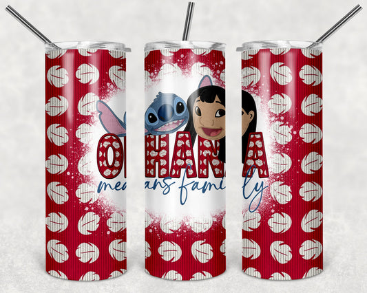 Ohana Means Family 20 oz Skinny Tumbler