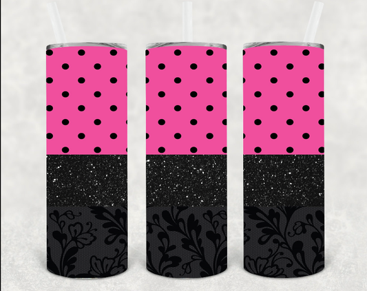 Glitter and Polka Dots 20 oz Skinny Tumbler