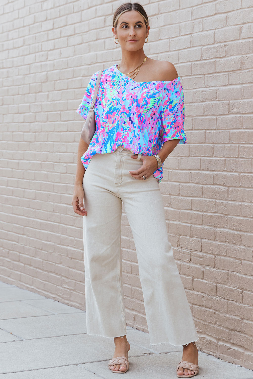 Sky Blue Plus Size Floral Print