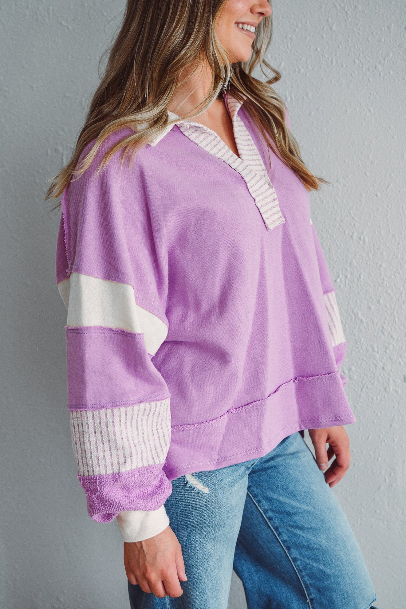 PREORDER: The Delinda Stripe and Color Blocking Pullover 11.11.24