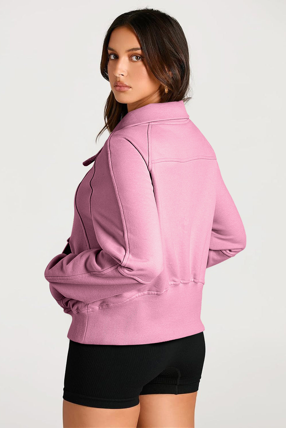 Valerian Quarter Zip Stand Neck Kangaroo Pocket Sweatshirt