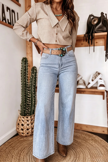 Beau Blue Sparkle Detail Western Casual Shift Jeans