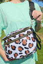 White Leopard Print Wide Strap Large Crossbody Bag