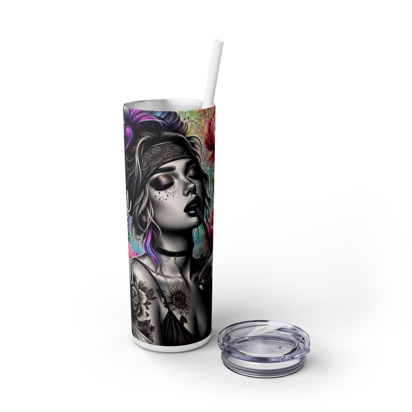 Sassy Since Birth Skinny Tumbler with Straw, 20oz